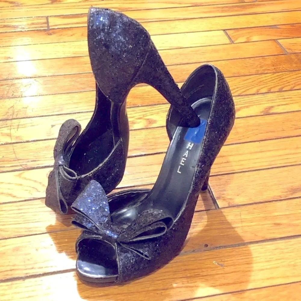 💙Michael Shannon “Lolita” Blue Sparkle Bow Heels - Picture 8 of 11